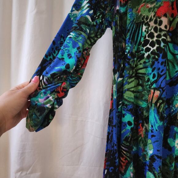 Philosophy Tunic Top Green Aqua Colorful Floral Butterfly Boho plus size XXL art - Picture 6 of 9